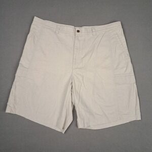 Cubavera Linen Shorts Mens 40 Khaki Cargo 10" Casual Resort Linen Cotton Beach